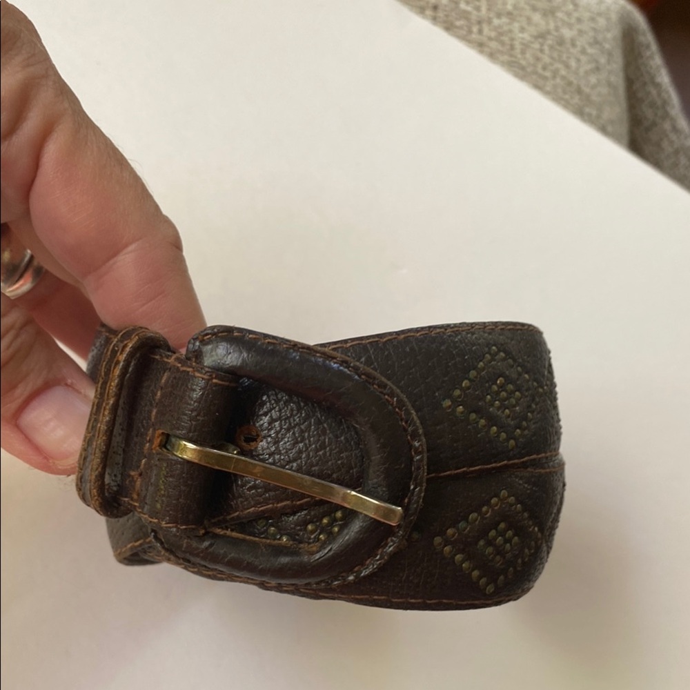 Brown Pig skin Vintage Leather Belt with Leather Buckle